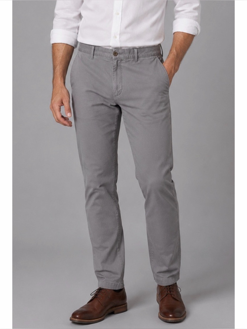 J. CREW • Grey Flex Straight Fit Classic Chino Pants, W40 x L32